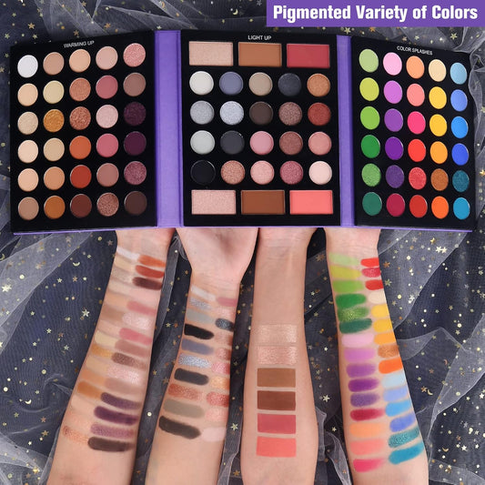 Eyeshadow Palette with 15Pcs Brushes Makeup Set, Pigmented 86 Colors Make Up Sets Valentine's Day Gift, Matte Shimmer Glitter Eye Shadow Pallet Highlighter Contour Blush Powder Brush Beauty Kit
