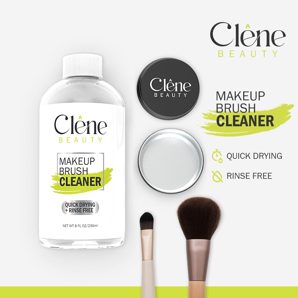 Makeup Brush Cleaner - Makeup Brush Cleaner Solution - Rinse Free - Quick Drying Make up Brush Cleaner - Removes Oily Foundation - Deep Cleaning for Makeup Brushes (8 oz Kit)