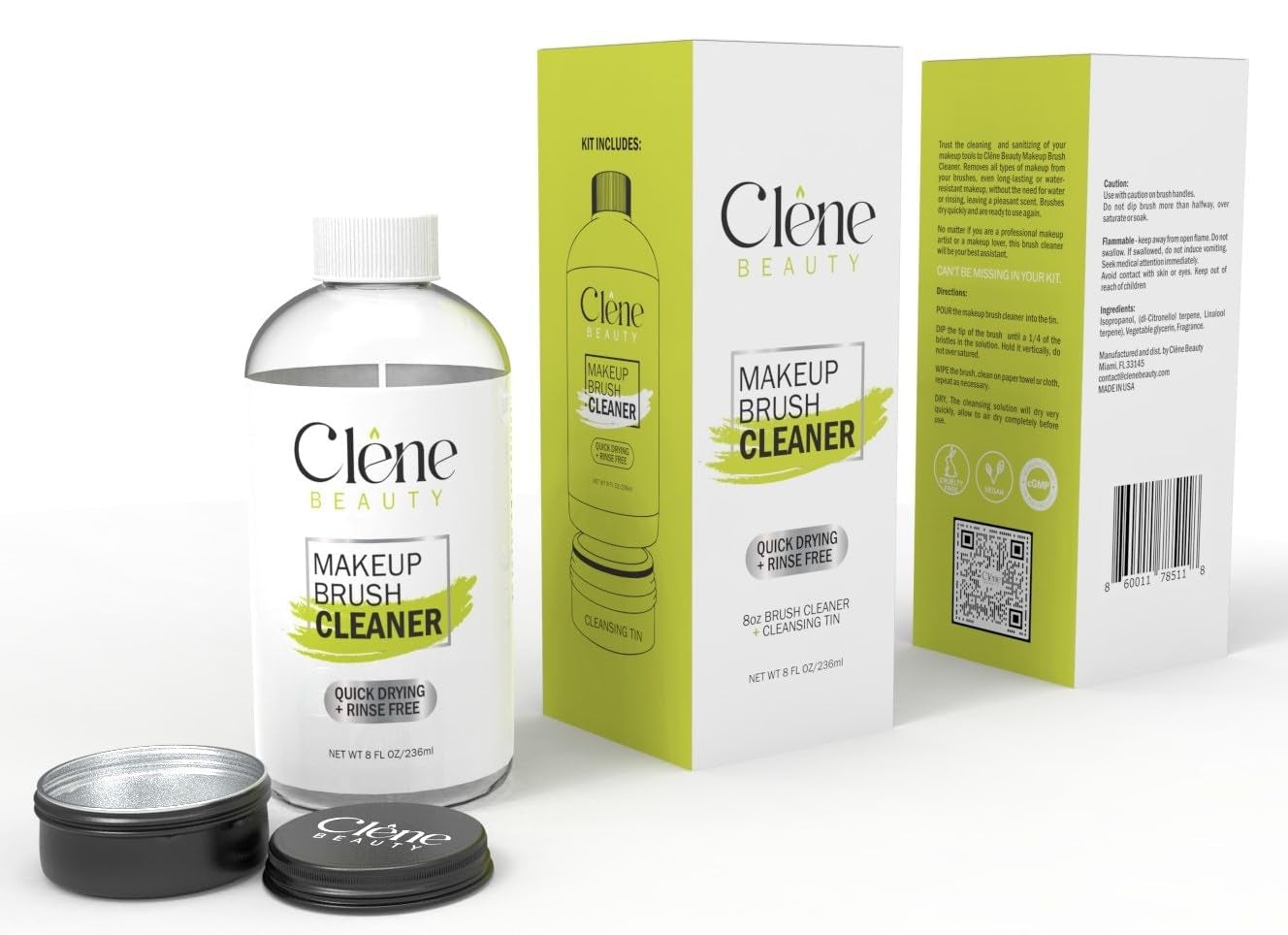 Makeup Brush Cleaner - Makeup Brush Cleaner Solution - Rinse Free - Quick Drying Make up Brush Cleaner - Removes Oily Foundation - Deep Cleaning for Makeup Brushes (8 oz Kit)